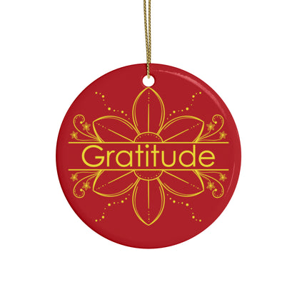 "Gratitude" Ceramic Ornament (Red)