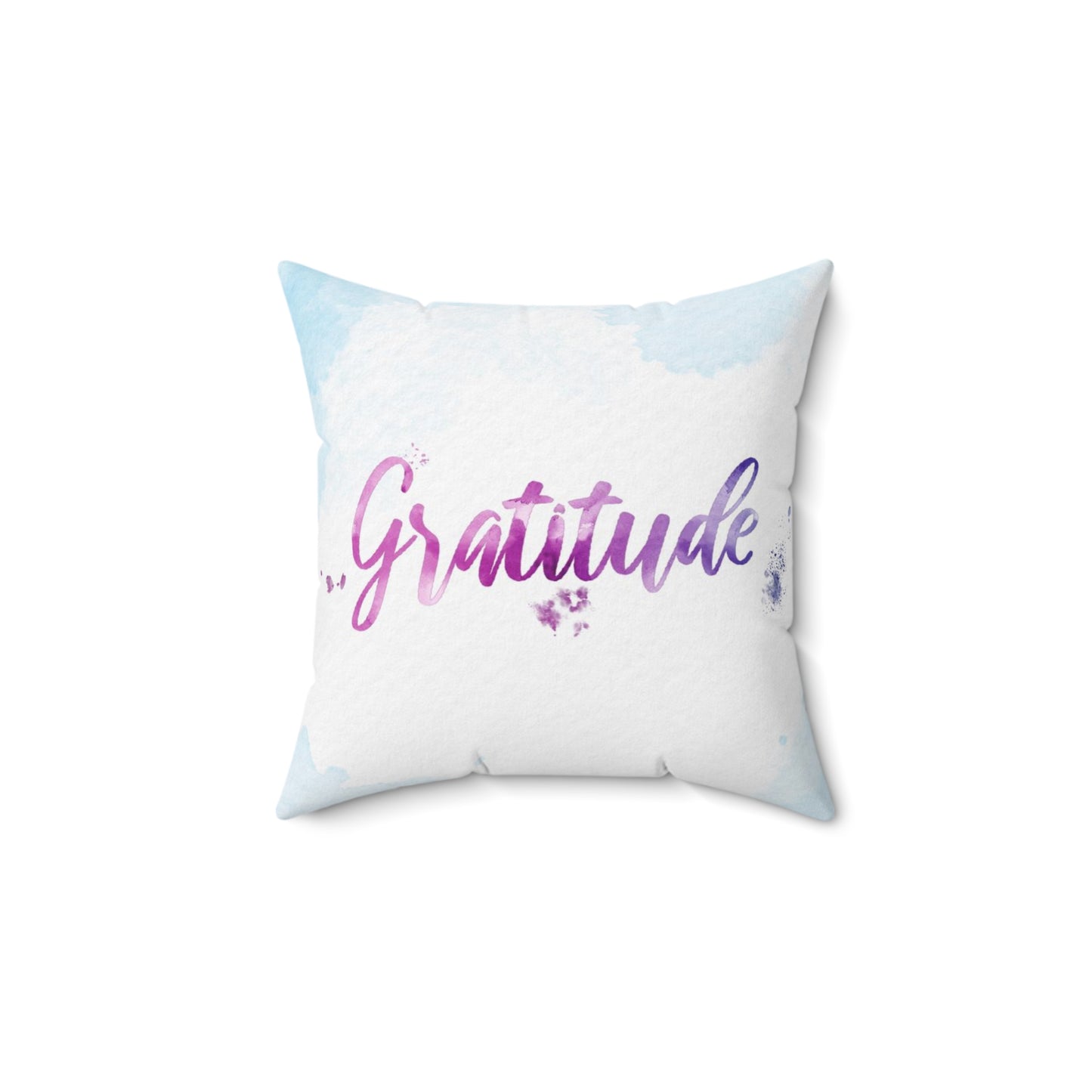"Gratitude" Watercolor Look Square Pillow