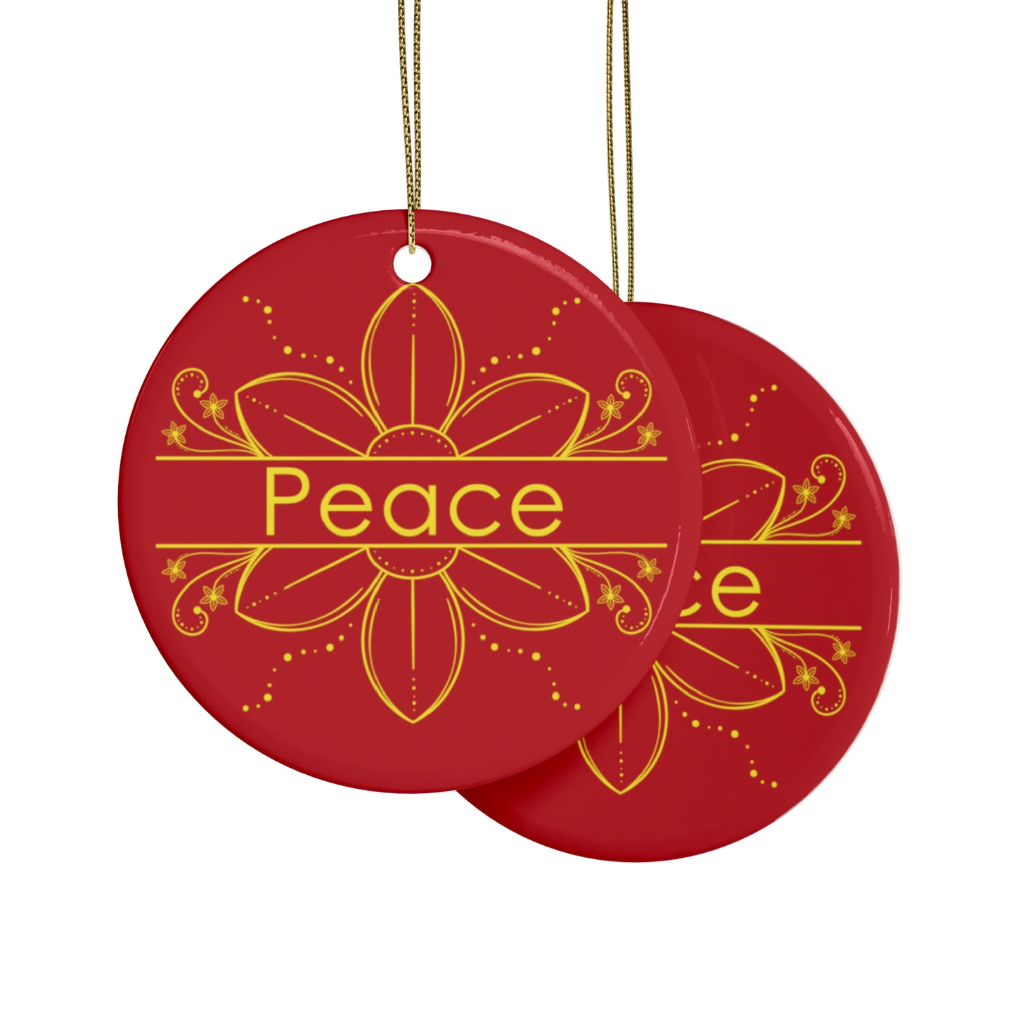 "Peace" Ceramic Ornament (Red)