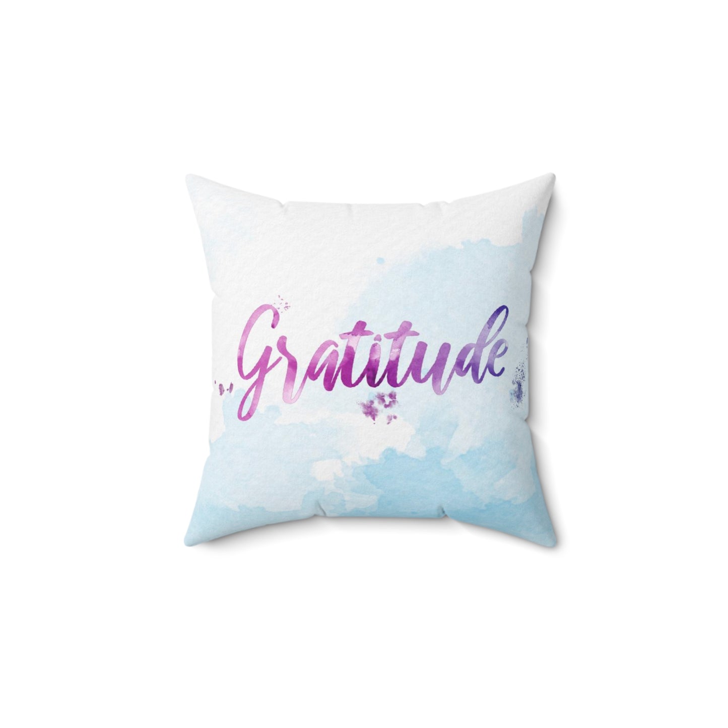 "Gratitude" Watercolor Look Square Pillow