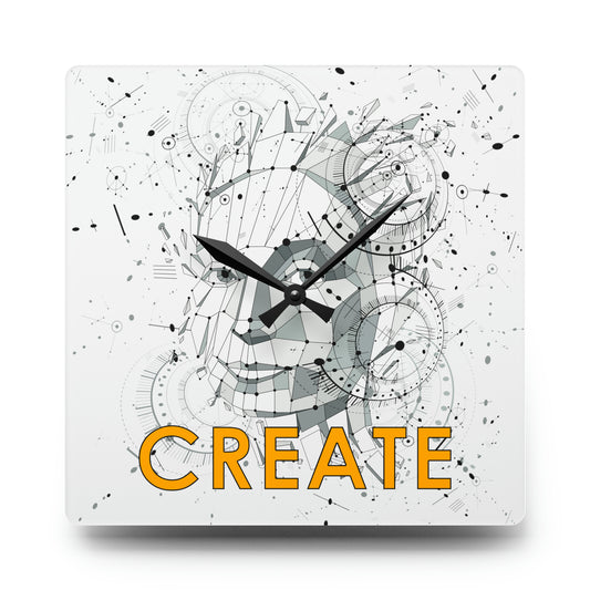 "Create" Acrylic Wall Clock