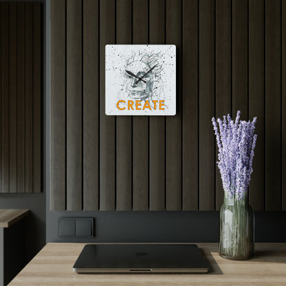 "Create" Acrylic Wall Clock