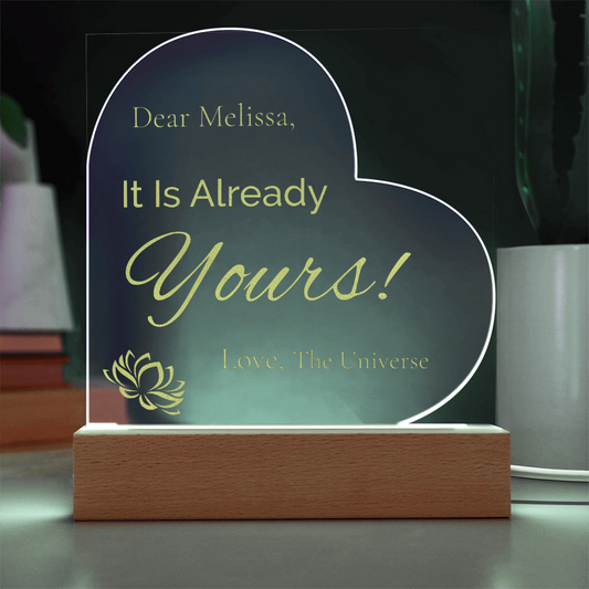 Personalized Lighted Engraved Acrylic Plaque - A message for the Universe!